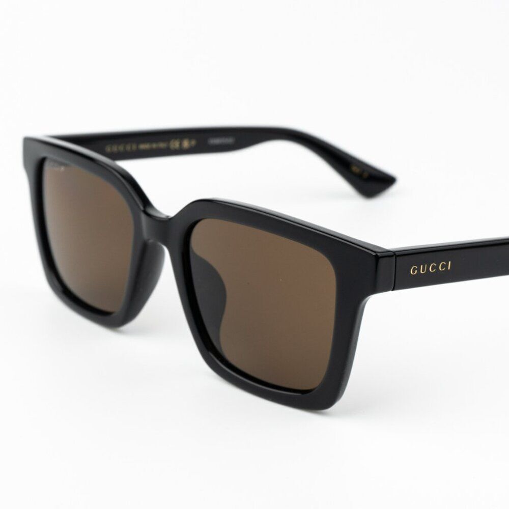NEW Gucci GG1582SK 004 Shiny Black Brown Polarized Cat Eye Unisex Sunglasses - Picture 8 of 14